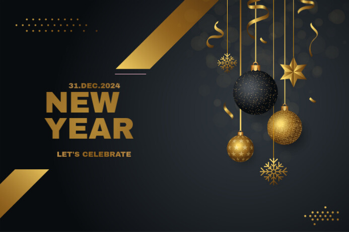 Black Modern & Minimal Gradient New Year Poster Template | PosterMyWall