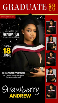 Black Modern & Minimal Graduation Announcement Instagram Story Video template