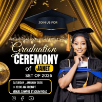 Black Modern & Minimal Graduation Ceremony Invitation  Instagram Post template