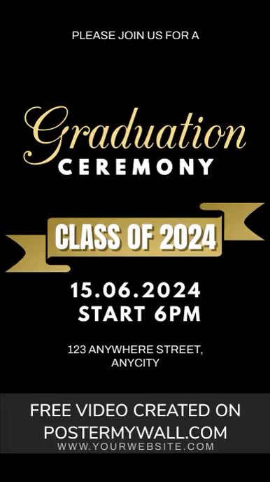 Black Modern & Minimal Graduation Ceremony Re Template | PosterMyWall