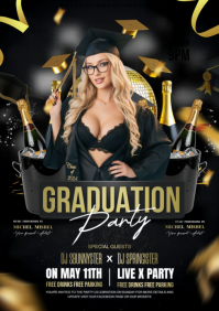 Black Modern & Minimal Graduation Party A4 template