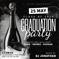 Black Modern & Minimal Graduation Party Instagram Post Instagram-bericht template