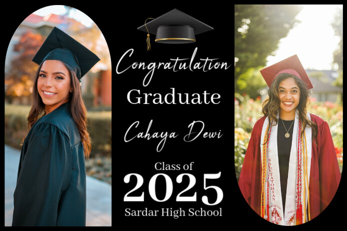 Black Modern & Minimal Graduation Poster Plakkaat template