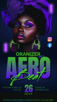 Black Modern & Minimal Green And Purple Afro Beat  Instagram Story template