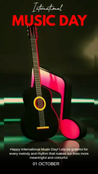 Black Modern & Minimal Guitar Day Instagram Story template