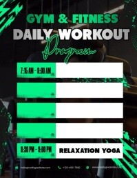 Black Modern & Minimal Gym & Fitness Workout Flyer (us Letter) template