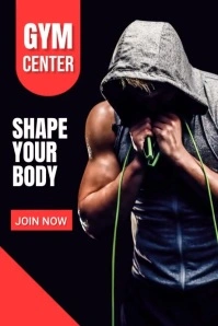 Black Modern & Minimal Gym Center Poster template