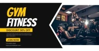 Black Modern & Minimal Gym Fitness Facebook S template