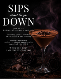 Black Halloween Cocktail Party Ulotka Template