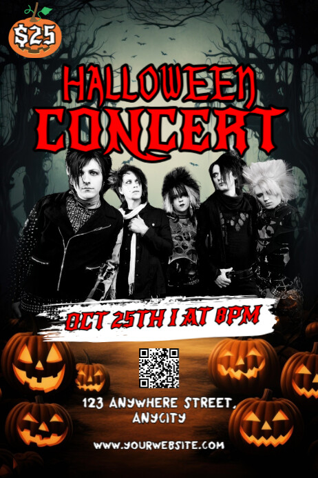 Black Modern & Minimal Halloween Concert Poster Templat | PosterMyWall