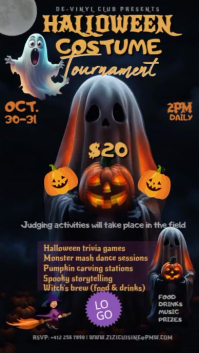 Black Modern & Minimal Halloween Costume Tournament Instagram Reel template