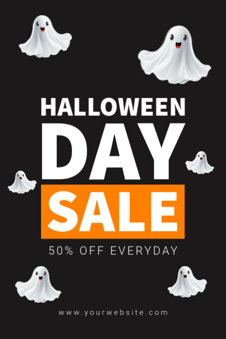 Black Modern & Minimal Halloween Day Sale Poster Template | PosterMyWall