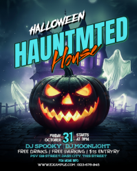 Black Modern & Minimal Halloween Haunted House, Instagram Portrait template