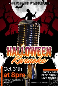 Black Modern & Minimal Halloween Karaoke Poster โปสเตอร์ template