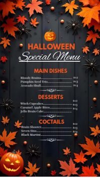Black Modern & Minimal Halloween Menu Instagram Story template