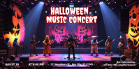 Black Modern & Minimal Halloween Music Concert Spanduk Eventbrite template