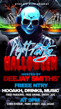 Black Modern & Minimal Halloween Night Club Party Instagram Story template