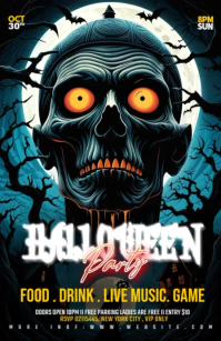 Black Modern & Minimal Halloween Night Party Tabloid template