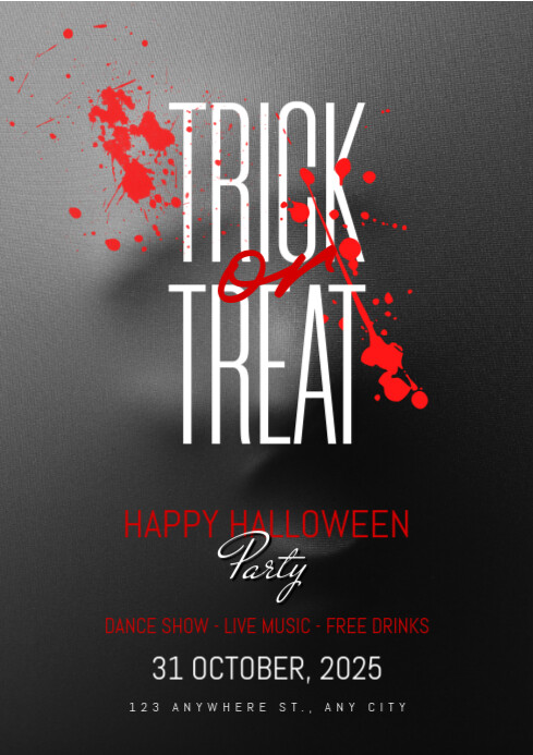 Black Modern & Minimal Halloween Night Party Ad Flyer Design A4 template