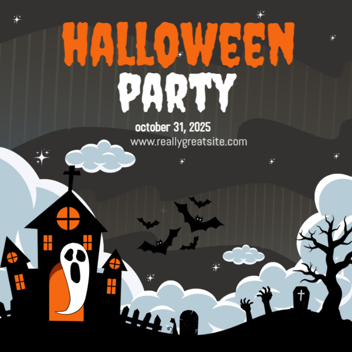 Black Modern & Minimal Halloween Party 2025 Instagram Post Template ...