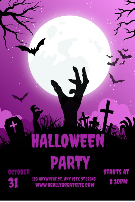 Black Modern & Minimal Halloween Party 2025 Poster Template | PosterMyWall