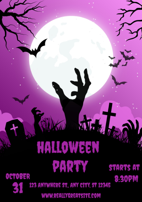 Black Modern & Minimal Halloween Party A4 Template | PosterMyWall