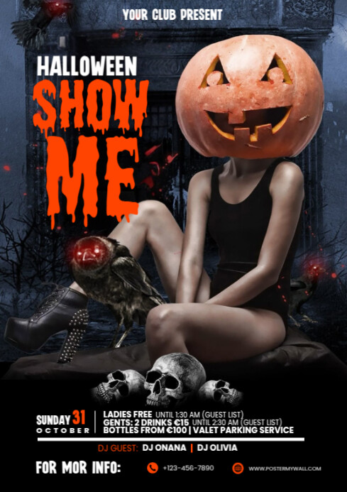 Black Modern & Minimal Halloween Party A4 Template | PosterMyWall