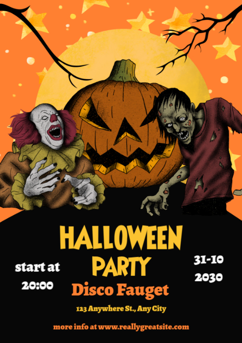 Black Modern & Minimal Halloween Party A4 Template | PosterMyWall