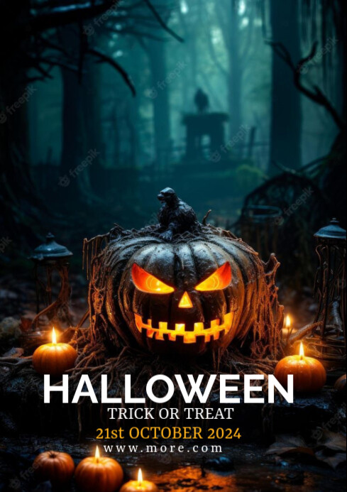 Black Modern & Minimal Halloween Party Flyer Template A4 | PosterMyWall