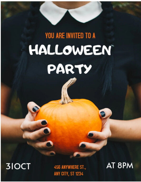 Black Modern & Minimal Halloween Party Flyer (us Letter) Template ...