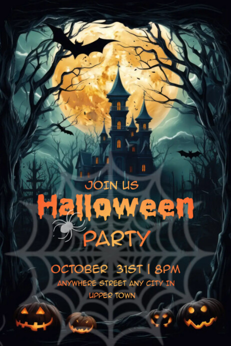 Black Modern & Minimal Halloween Party Poster Template | PosterMyWall