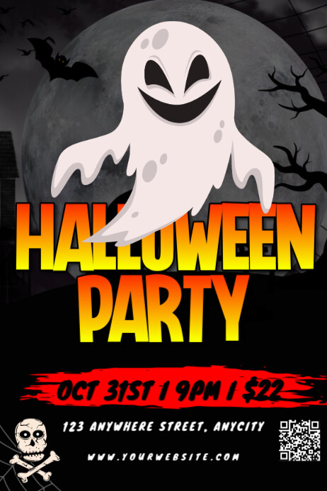 Black Modern & Minimal Halloween Party Poster Template | PosterMyWall
