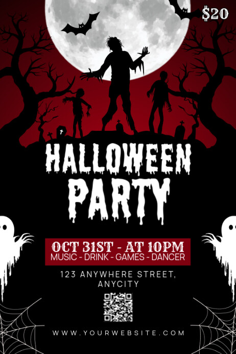 Black Modern & Minimal Halloween Party Poster Template | PosterMyWall