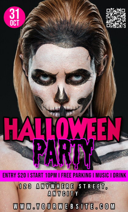 Black Modern & Minimal Halloween Party Us Legal Template | PosterMyWall
