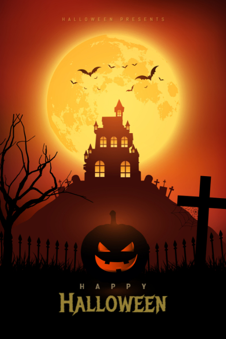 Black Modern & Minimal Halloween Poster Template | PosterMyWall