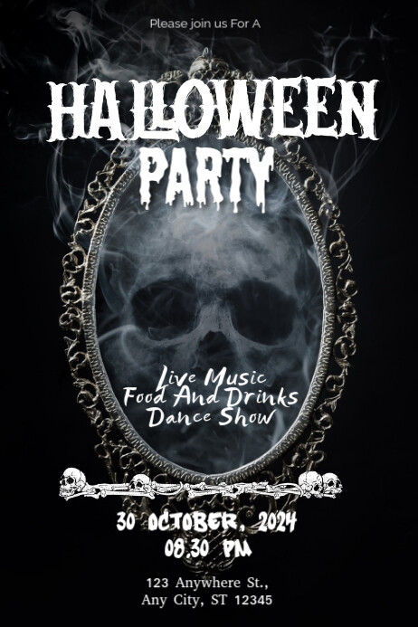 Black Modern & Minimal Halloween Sale Poster Template | PosterMyWall