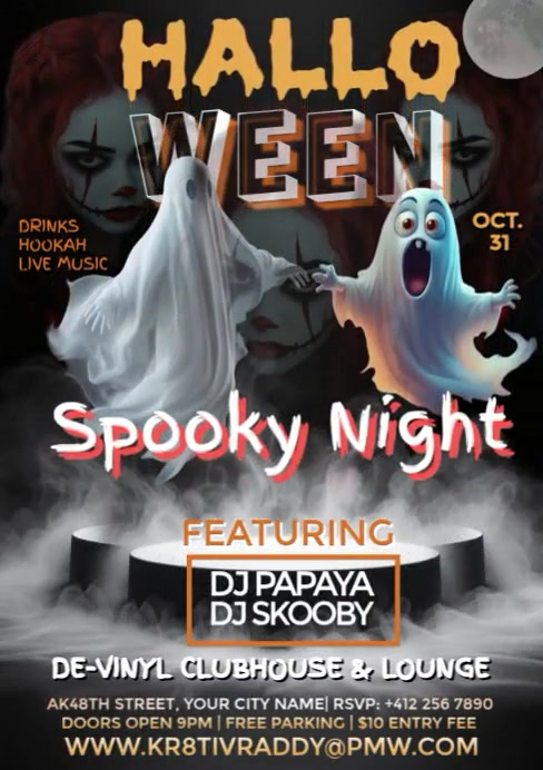 Black Modern & Minimal Halloween Spooky Night A4 Template | PosterMyWall