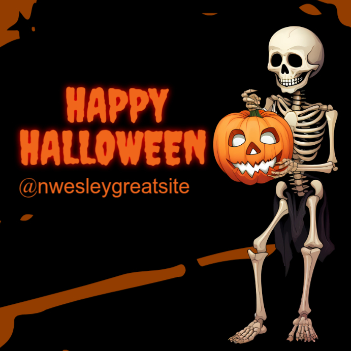 Black Modern & Minimal Halloween Square (1:1) template