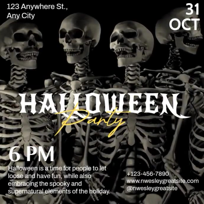 Black Modern & Minimal Halloween Square (1:1) template