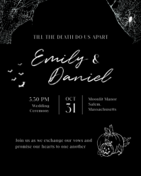 Zwart Halloween Wedding Invitation Instagram Portrait Template - Page 1