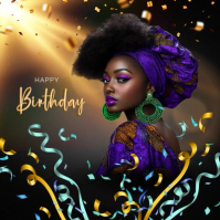 Black Modern & Minimal Happy Birthday Instagram Post template