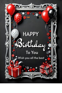 Black Modern & Minimal Happy Birthday To You  Poster template