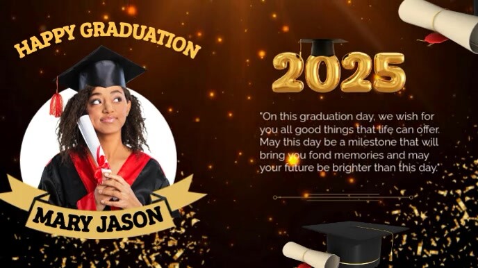 Black Modern & Minimal Happy Graduation Design Digital Display (16:9 ...
