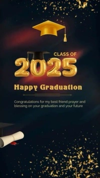 Black Modern & Minimal Happy Graduation Design  Instagram Story Instagram-verhaal template