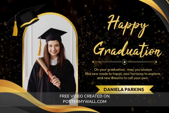 Black Modern & Minimal Happy Graduation Greet Template | PosterMyWall
