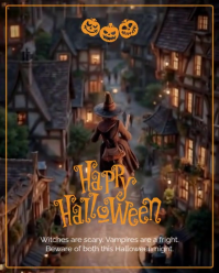 Black Modern & Minimal Happy Halloween Day Instagram Video Portrait template