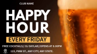 Black Modern & Minimal Happy Hour Event Digital Display Video 数字显示屏 (16:9) template