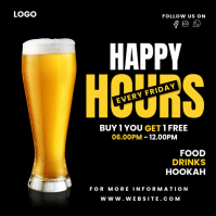 Black Modern & Minimal Happy Hour Promotion Instagram Post template