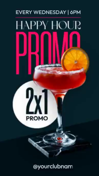 Black Modern & Minimal Happy Hour Promotion Instagram Story Video template