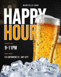 Black Modern & Minimal Happy Hour Promotion Instagram Portrait template